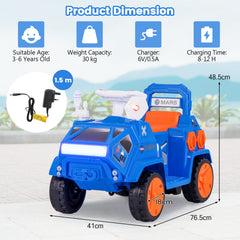 6V Kids Ride-on Car with Music with Radar and Alarm Button-Navy