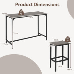 Product dimensions diagram for the dining room set
