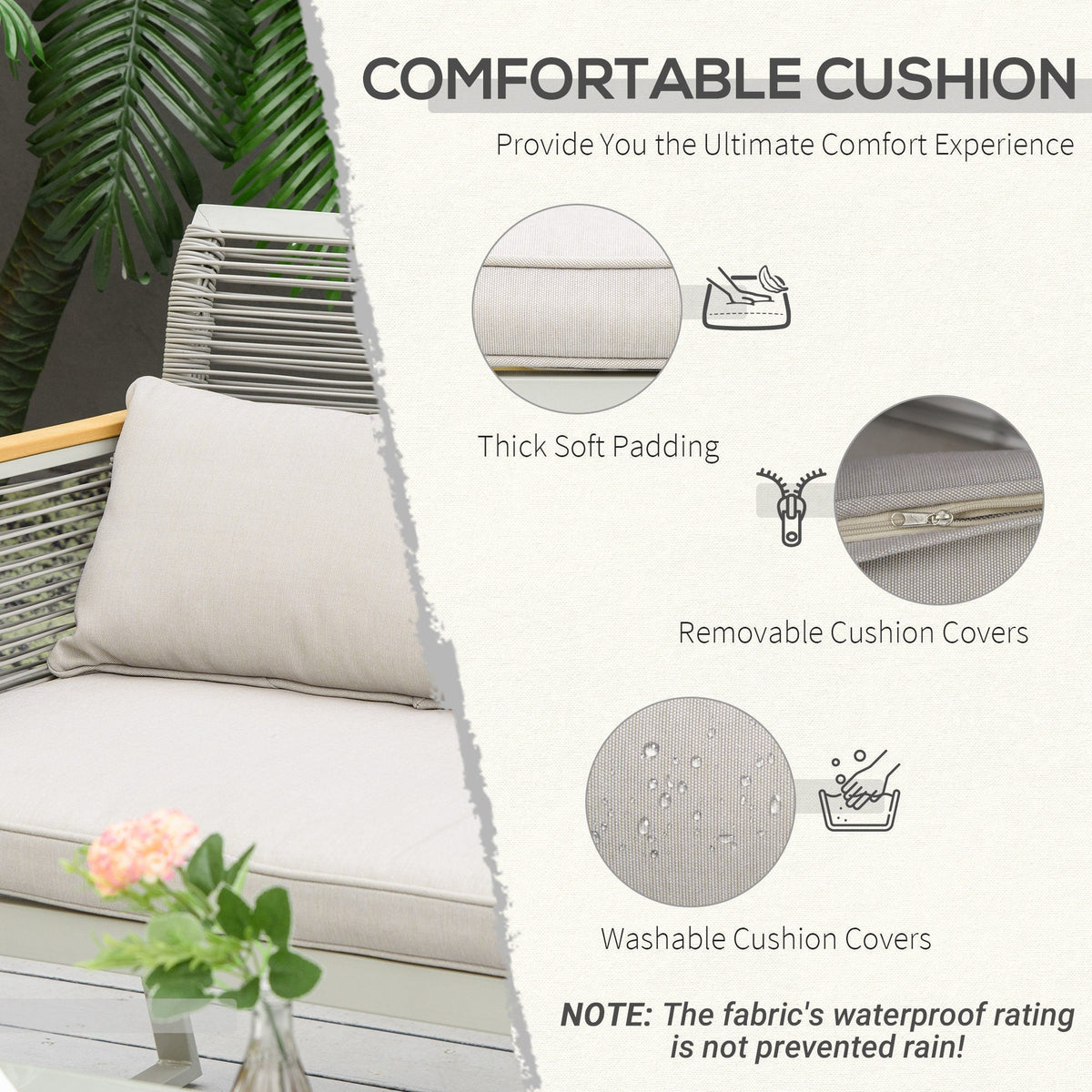 Outsunny 4 Pieces Rattan Garden Furniture Set - Grey