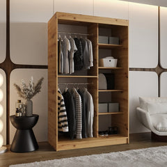 Interior of the Alabama Sliding Door Wardrobe 120cm showing hanging space and shelves