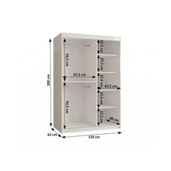 Diagram showing the dimensions of the sliding door wardrobe