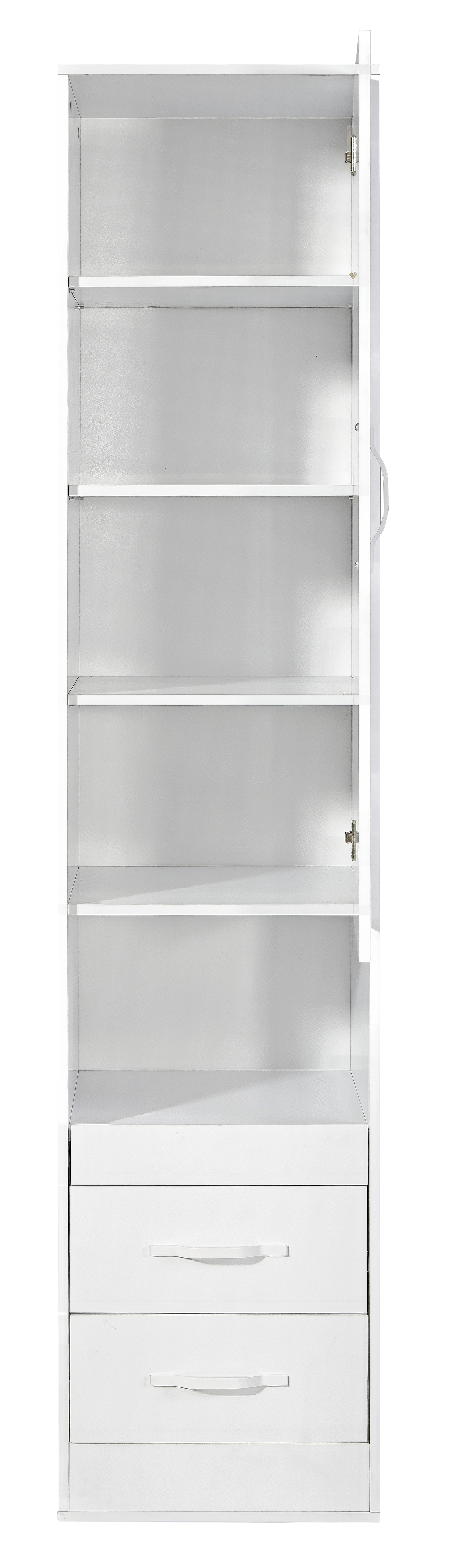 SPACEO Tall Storage Cabinet White / White Handles