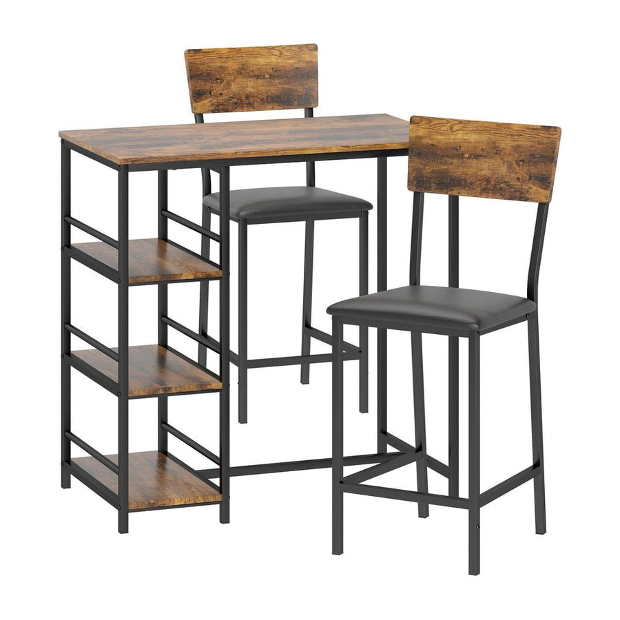 HOMCOM Three-Piece Compact Bar Table Set - Brown/Black