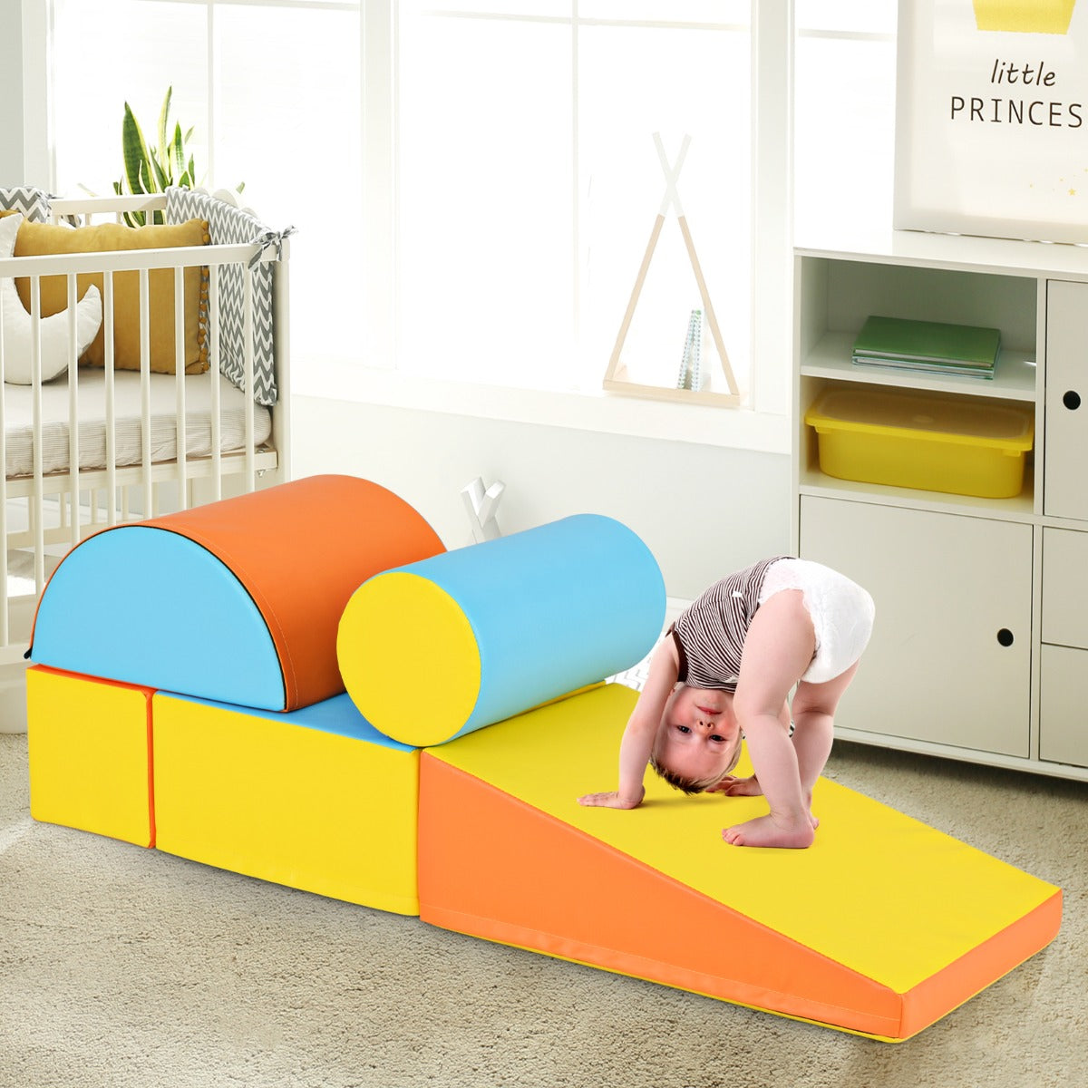 5-Piece Soft Waterproof Kids Climb and Crawl Activity Playset-Yellow and Blue