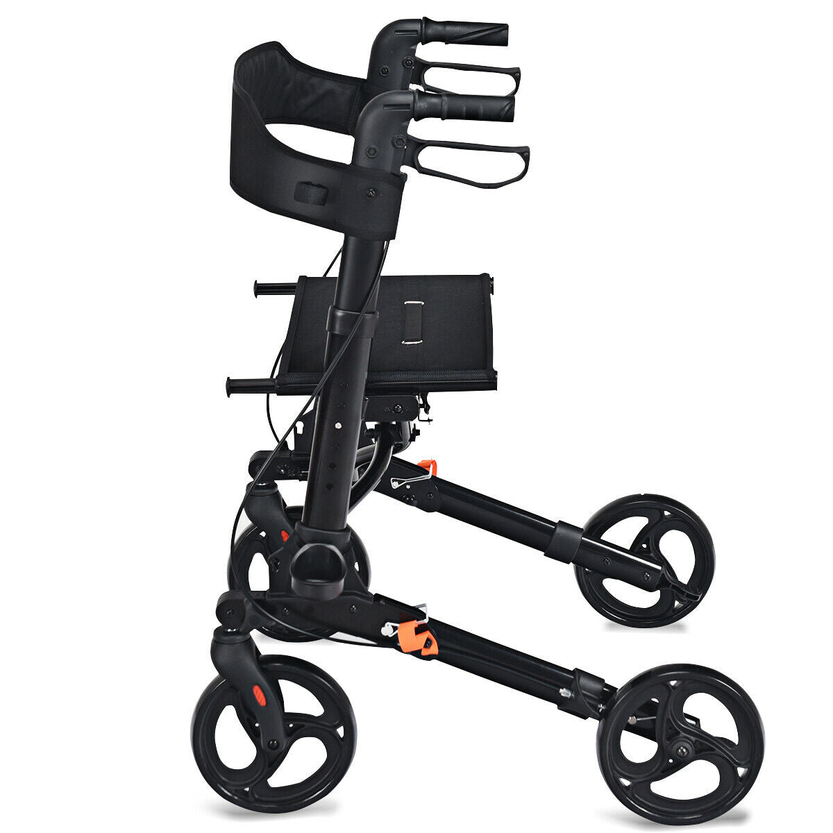 Foldable Rollator Mobility Aid with Bag-Black