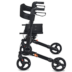 Foldable Rollator Mobility Aid with Bag-Black