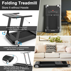 Folding Treadmill with APP Control and Bluetooth Speaker-Silver