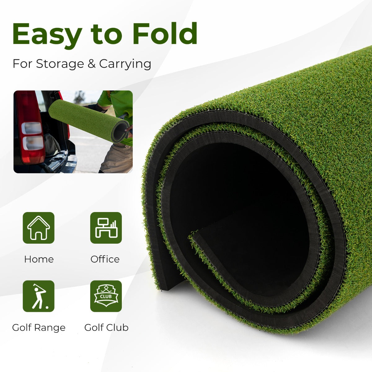20 mm Golf Hitting Mat Includes 2 Rubber Tees and 2 Alignment Sticks-S