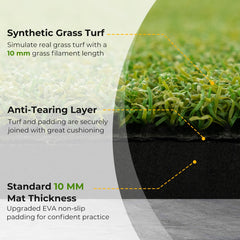 Golf Hitting Mat Includes 2 Rubber Tees and 2 Alignment Sticks-L