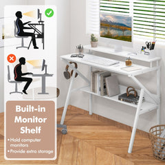 Space Saving Computer Desk in White