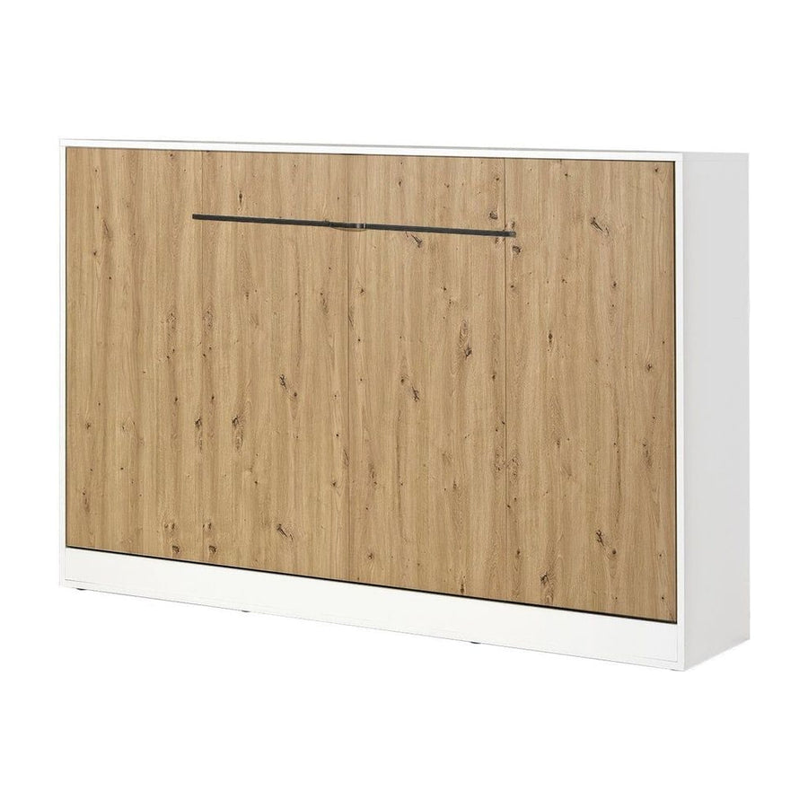 SPACEO Horizontal Wall Bed 120x200 White / Oak Artisan / Black Handles