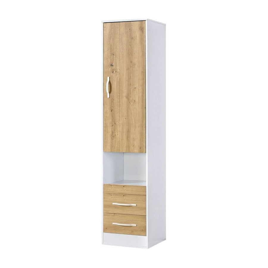 SPACEO Tall Storage Cabinet White / Oak Artisan / White Handles
