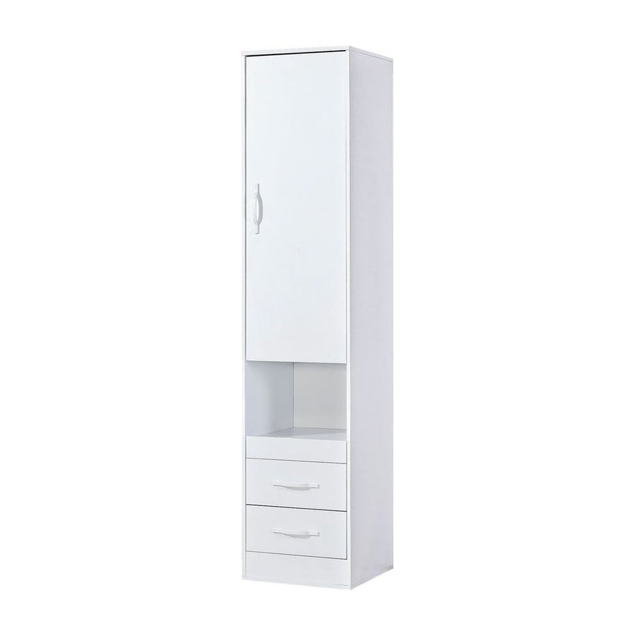 SPACEO Tall Storage Cabinet White / White Handles