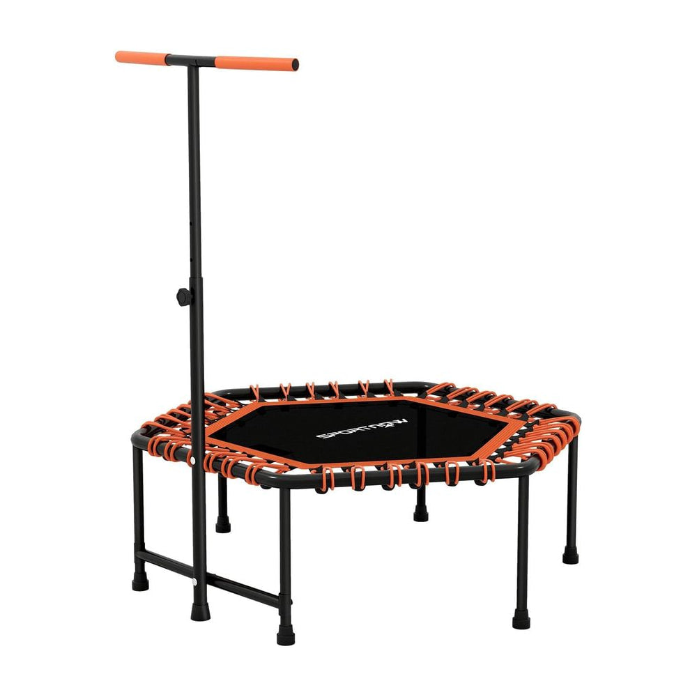 SPORTNOW 45" Rebounder Trampoline for Adults, Quiet Bungee Rebounder with LED Lights and Adjustable Handle, Orange