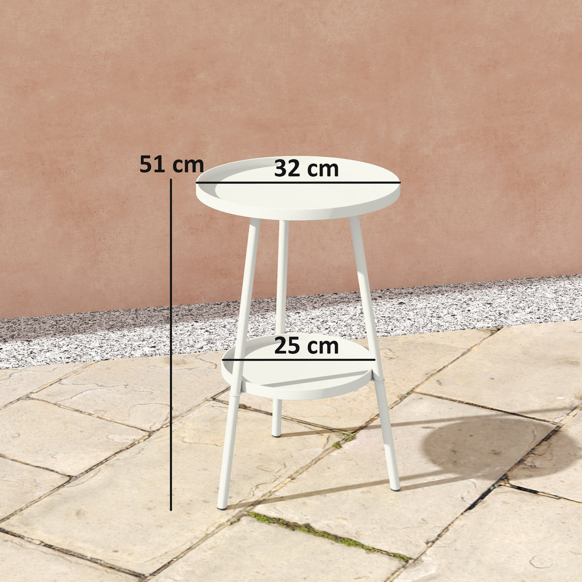 Outsunny Two-Tier Metal Garden Table - White - product image 3