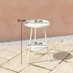 Outsunny Two-Tier Metal Garden Table - White - product image 3
