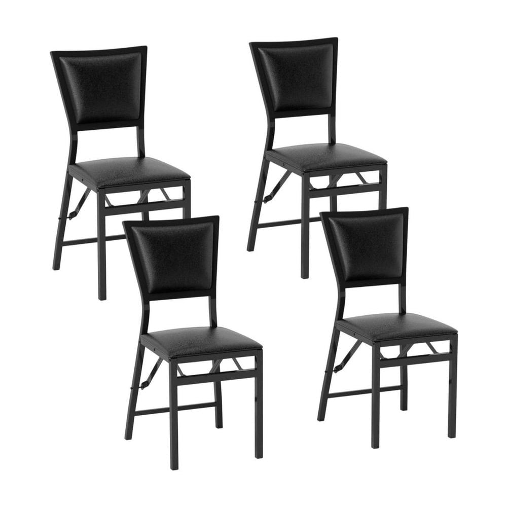 Steel Folding Chair Set of 4 with High Backrest and Steel Frame