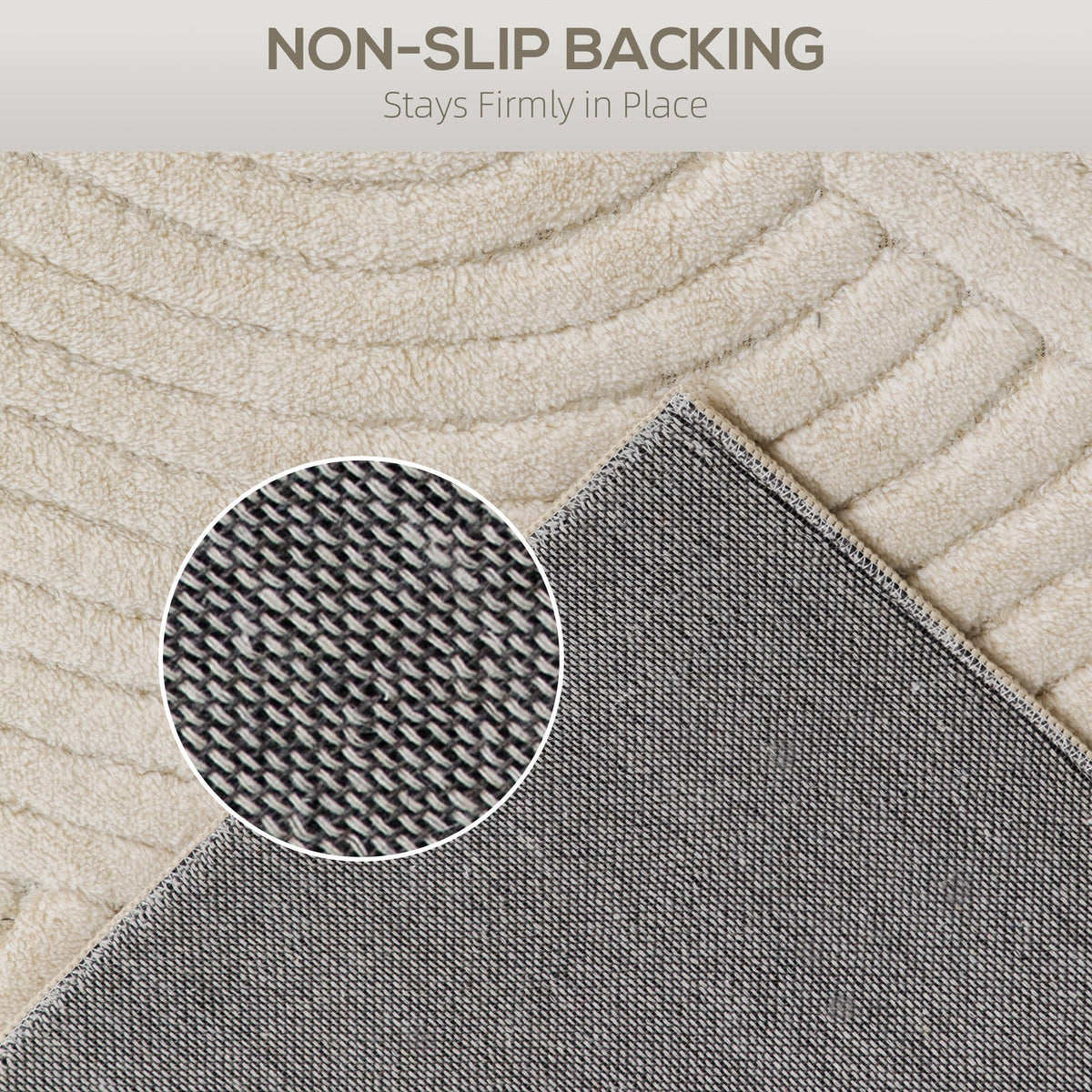 HOMCOM Modern Geometric Rug, Thick & Plush, Non-Slip, 160 x 120 cm - Cream, Living Room/Bedroom/Office