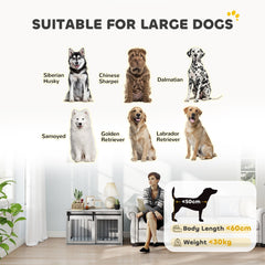 PawHut 98cm Dog Crate Furniture with Removable Cushion for Large Dogs - Grey