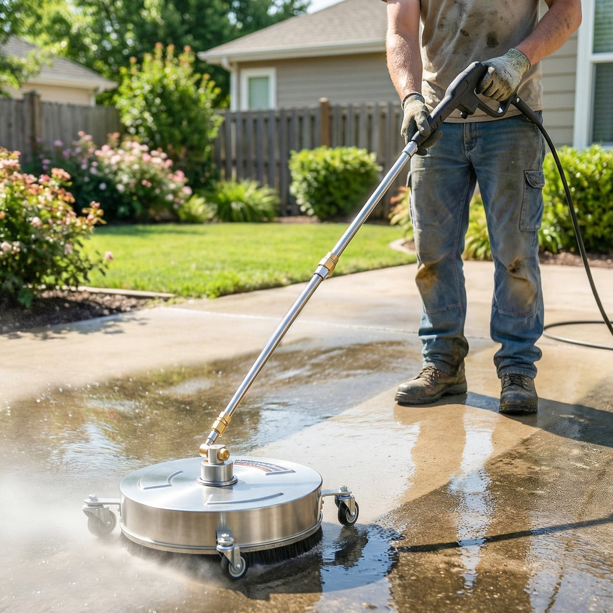 Outsunny Pressure Washer Surface Cleaner 3600 PSI Power Washer Rotary Surface Cleaner with 4 Wheels for Driveways - product