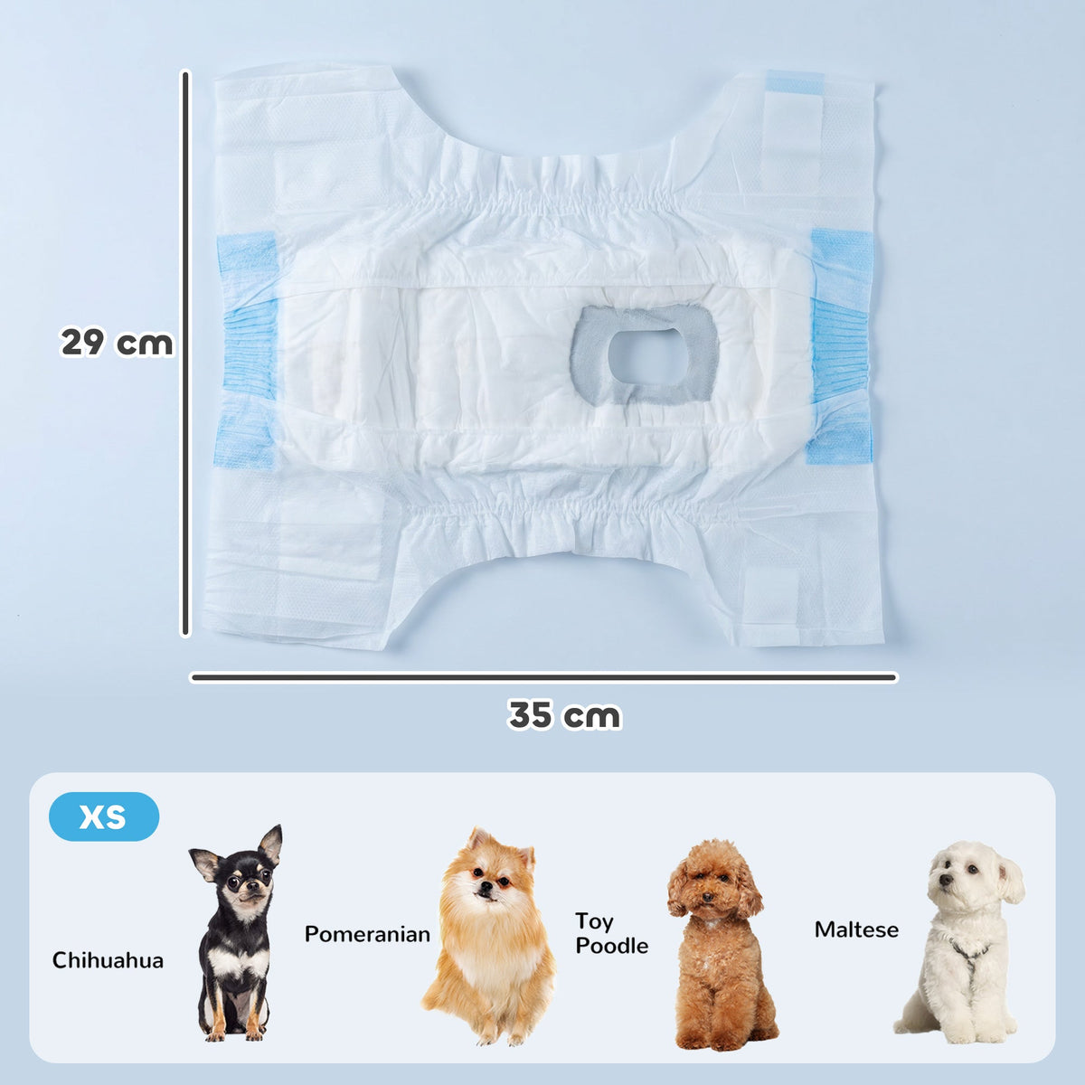 PawHut Disposable Dog Diapers Female Incontinence or Excitable Urination and Training 48 Count, XS, 15-33 cm
