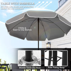 Outsunny 4 Seater Garden Furniture Set, 6 Pieces Garden Table and Chairs with Parasol, Outdoor Garden Dining Set with Folding