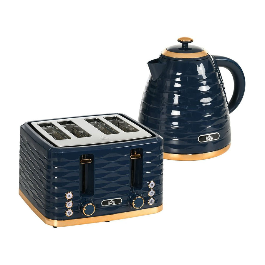 HOMCOM 3000W 1.7L Rapid Boil Kettle & 4 Slice Toaster in Blue