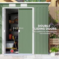 Outsunny 7 x 4ft Galvanised Steel Garden Shed, with Foundation Kit - Green