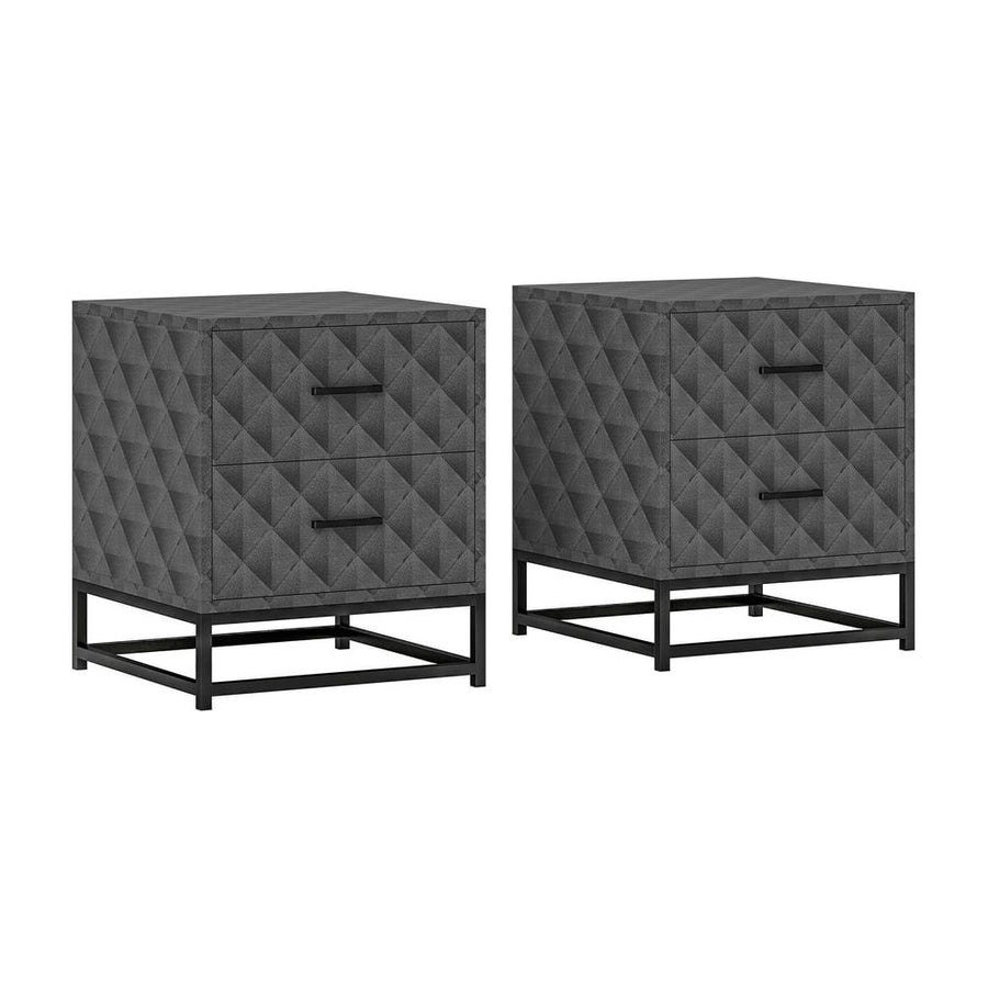 HOMCOM Bedside Tables Set of 2, Modern Bedside Table Nightstand with 2 Drawers, Bedside Cabinet Sofa Side Table with Storage