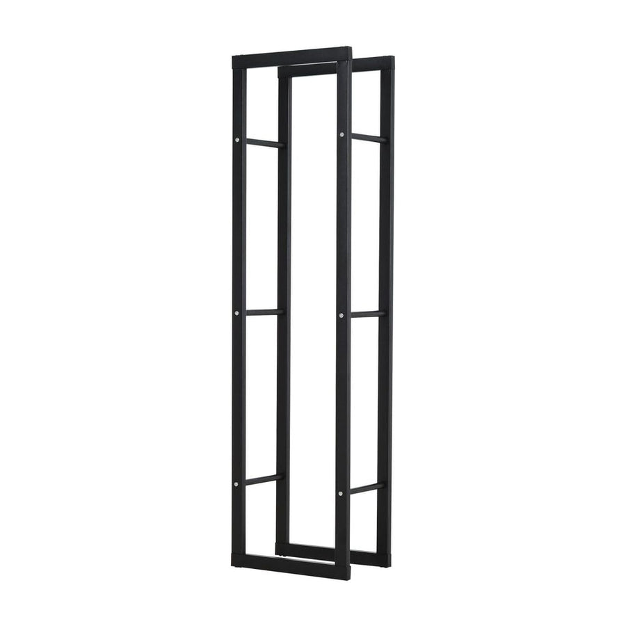HOMCOM Metal Firewood Log Holder Tall Firewood Rack Indoor Outdoor Fireplace Wood Storage Shelf with Side Rails