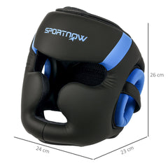 SPORTNOW Boxing Headguard w/ Adjustable Strap for Sparring, Kickboxing, MMA, Blue/Black