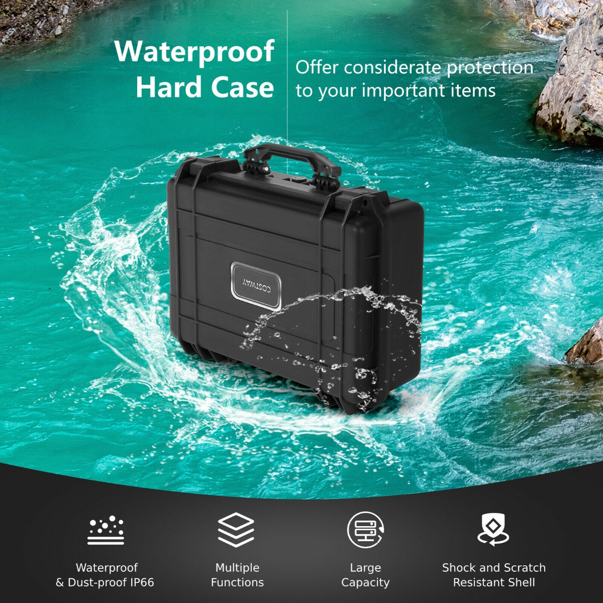 Portable Waterproof Hard Case with Customizable Foam Insert-56 x 44 x 22 cm