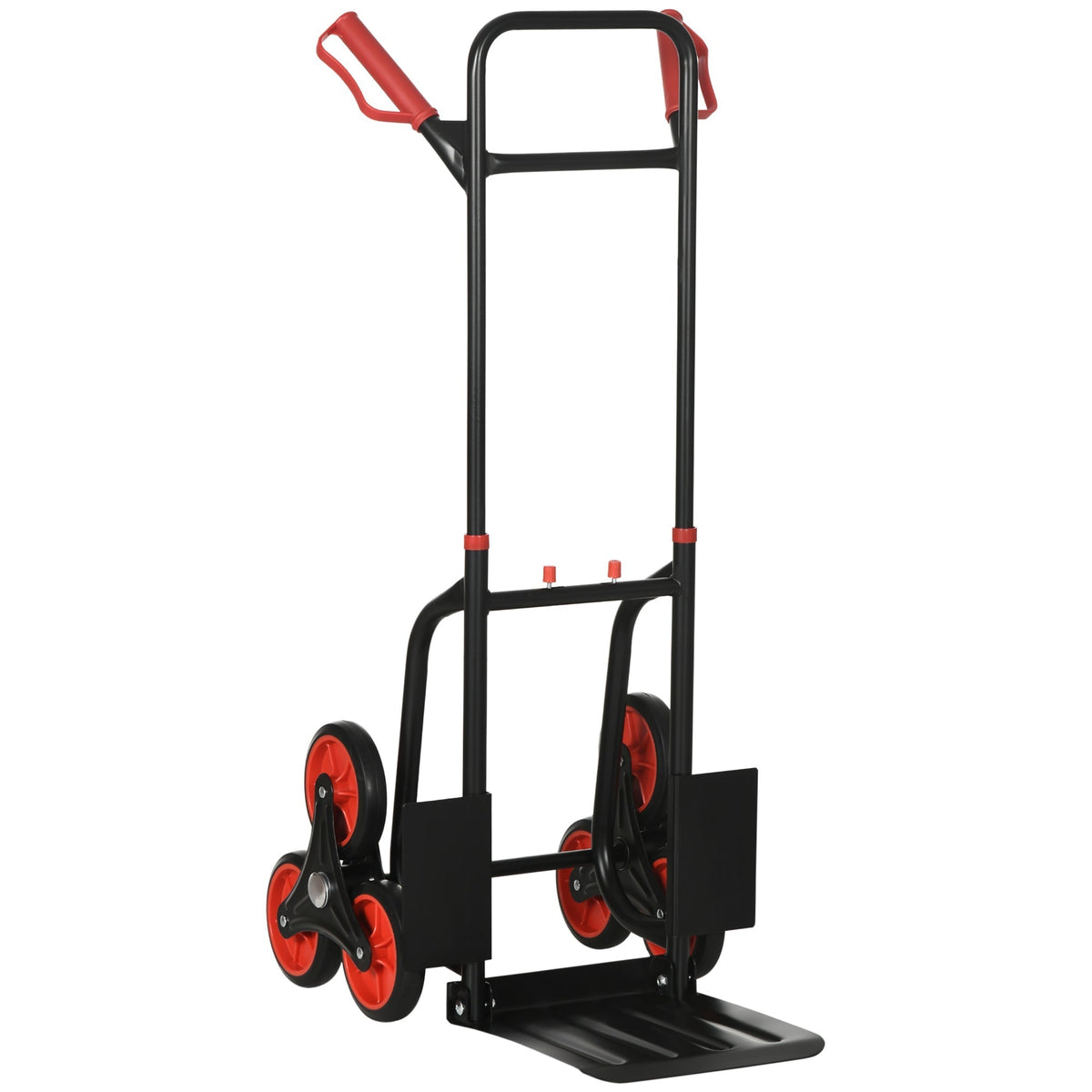 DURHAND Steel Folding Hand Truck, Heavy Duty Foldable Trolley on Wheels, Multi-Purpose Sack Truck Moving Trolley, 120kg, Red