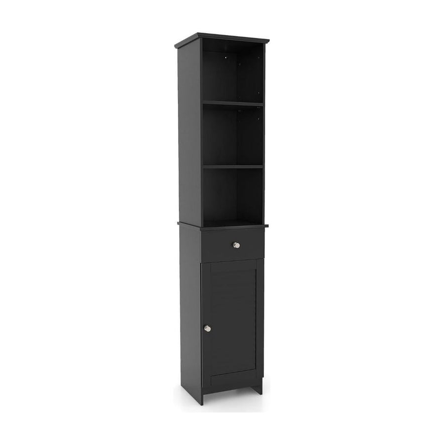 Tall Bathroom Cabinet with Adjustable Shelves-Black
