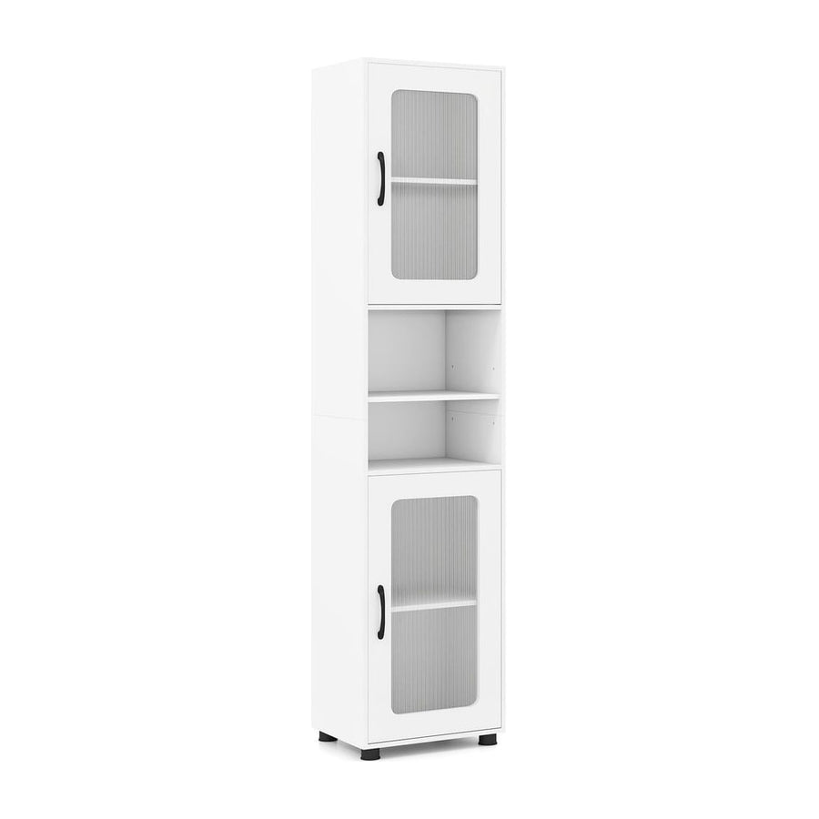 Tall Bathroom Storage Cabinet with Adjustable Shelf for Laundry-White
