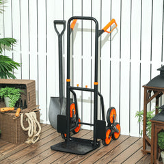 DURHAND Six-Wheel Folding Sack Barrow Trolley - Black/Orange