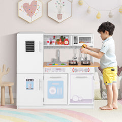Toddler Pretend Kitchen Toy Set with Stoves and Oven-White