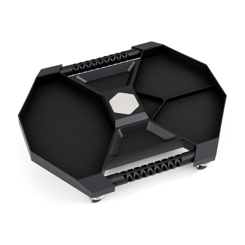 Tool Creeper Rolling Tool Tray with 4 swivel casters and 6 compartments in black
