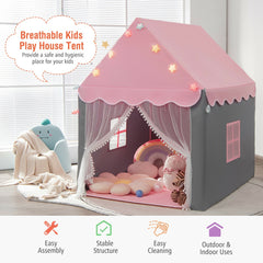 Large Kids Play House with Washable Mat and Star Lights-Pink