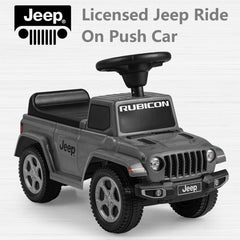 Licensed Jeep Ride On Push Car with Steering Wheel and Engine Sound for Ages 18-36 Months-Grey