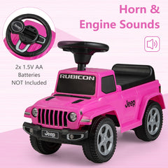 Licensed Jeep Ride On Push Car with Steering Wheel and Engine Sound for Ages 18-36 Months-Pink