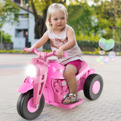6V Electric Kid Ride on Motorcycle with Bubble Maker-Pink