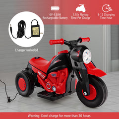 6V Electric Kid Ride on Motorcycle with Bubble Maker-Red