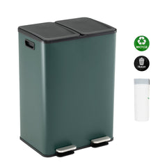 Trash Can with Deodorizer Compartments and Soft Close Lids-Dark Green