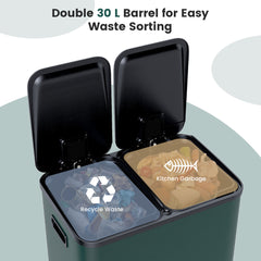 Trash Can with Deodorizer Compartments and Soft Close Lids-Dark Green