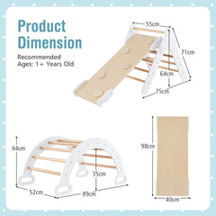 5-in-1 Triangle Climbing Toys with Arch Ramp for 1+ Years Old-White