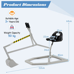 Kids Sand Digger Sandbox Toy Rotatable with 2-Handed Controls and Flexible Shovel-Grey