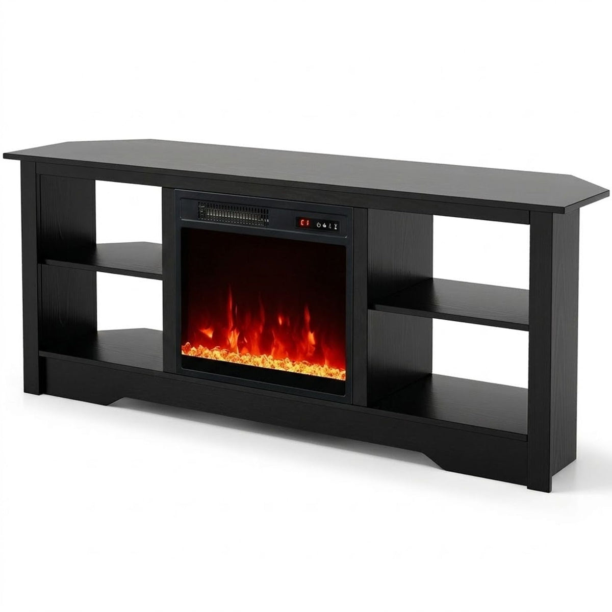 TV Stand and Electric Fireplace Set in Black
