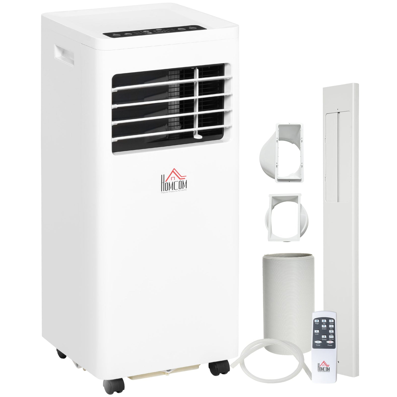HOMCOM 7000 BTU Air Conditioning Unit, 3-in-1 Portable Air Conditioner, Dehumidifier, Cooling Fan with 2 Speeds, 24H Timer, Remote Control, Digital Display, Window Venting Kit, 26m²