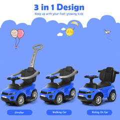 3 in 1 Ride on Push Car Stroller Sliding Walking Car-Blue